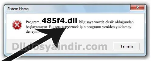 485f4.dll Hata Görüntüsü