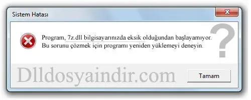 7z.dll Hata Görüntüsü