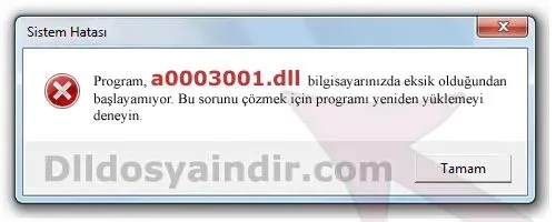 a0003001.dll hatası