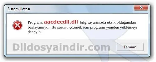 aacdecdll.dll hatası