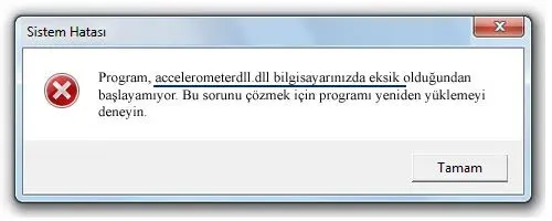accelerometerdll.dll Hata Görüntüsü