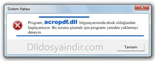 acropdf.dll Hata Görüntüsü