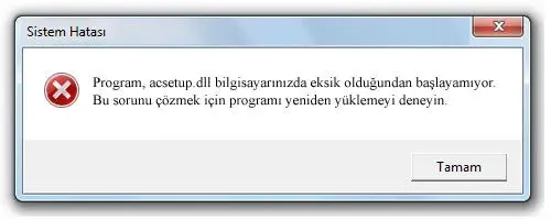 acsetup.dll hatası