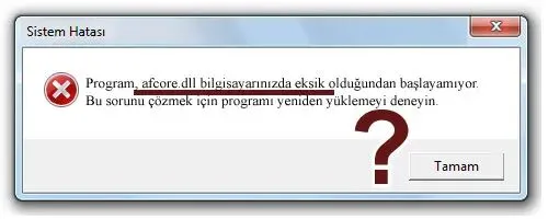 afcore.dll Hata Görüntüsü