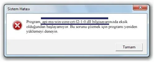 api-ms-win-core-crt-l2-1-0.dll hatası