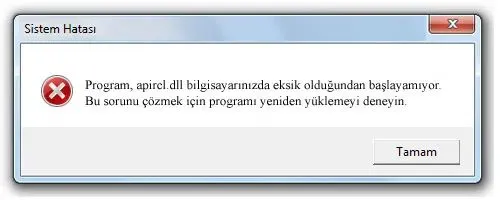 apircl.dll hatası