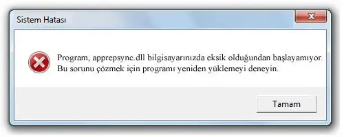 apprepsync.dll hatası