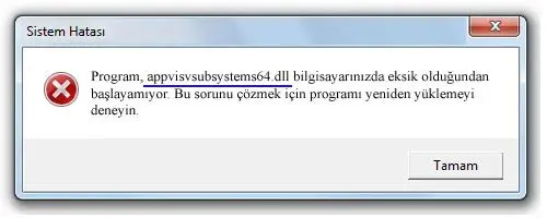 appvisvsubsystems64.dll hatası