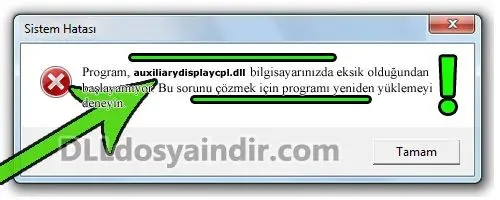 auxiliarydisplaycpl.dll hatası