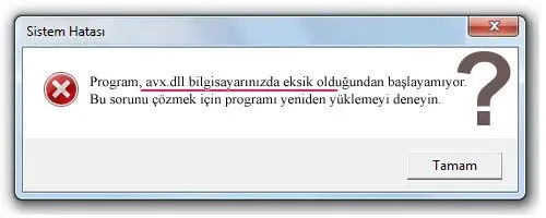 avx.dll hatası