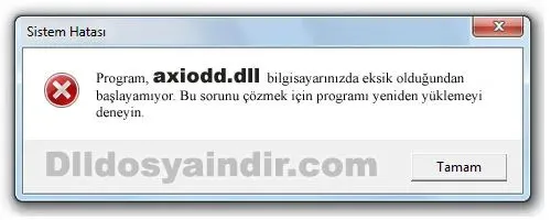 axiodd.dll Hata Görüntüsü