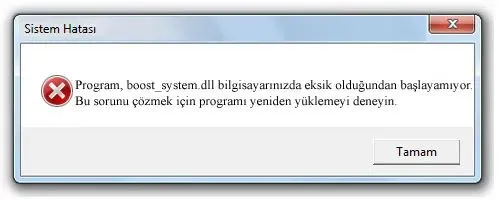 boost_system.dll hatası