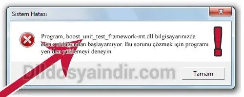 boost_unit_test_framework-mt.dll hatası