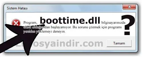 boottime.dll hatası