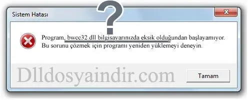 bwcc32.dll hatası