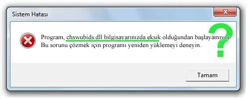 chswubids.dll Hata Görüntüsü