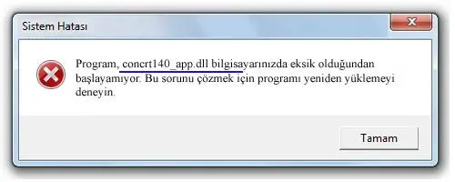concrt140_app.dll hatası