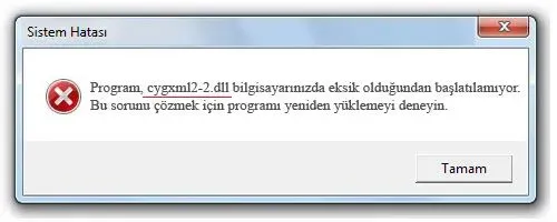 cygxml2-2.dll hatası