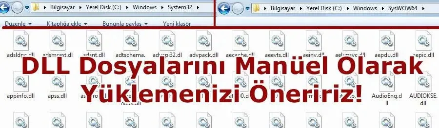 dll dosyalarini manuel olarak yuklemenizi oneririz
