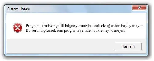 dmdskmgr.dll hatası