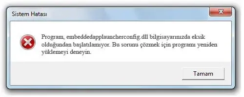 embeddedapplauncherconfig.dll hatası