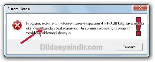 ext-ms-win-rtcore-ntuser-sysparams-l1-1-0.dll hatası