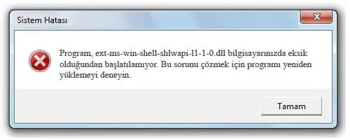 ext-ms-win-shell-shlwapi-l1-1-0.dll hatası