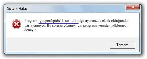 gpuperfapidx11-x64.dll Hata Görüntüsü