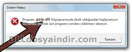 gzip.dll Hata Görüntüsü