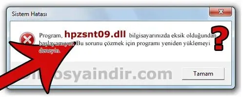 hpzsnt09.dll hatası