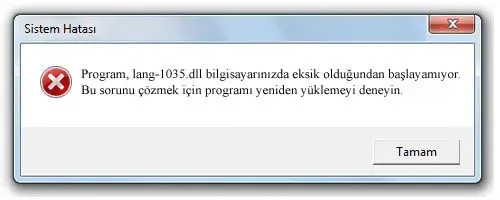 lang-1035.dll Hata Görüntüsü