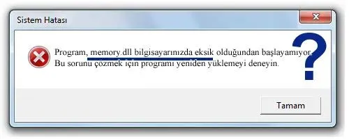 memory.dll Hata Görüntüsü