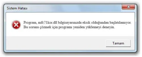 mfc71kor.dll hatası