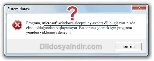 microsoft-windows-sleepstudy-events.dll hatası