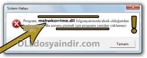 mshwkorrime.dll hatası