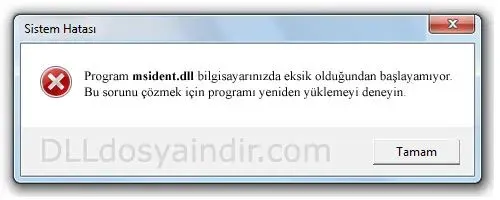 msident.dll hatası