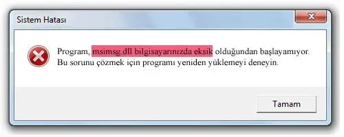 msimsg.dll hatası
