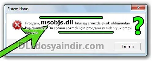 msobjs.dll hatası