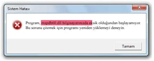 mspdb60.dll hatası