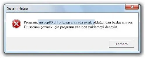 msvcp80.dll hatası