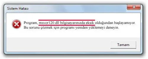 msvcr120.dll hatası