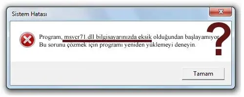 msvcr71.dll hatası