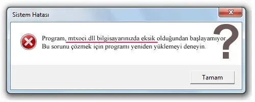 mtxoci.dll hatası