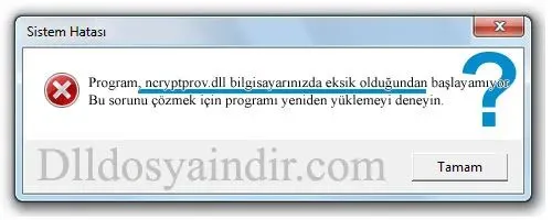 ncryptprov.dll hatası