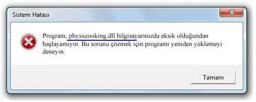 physxcooking.dll hatası