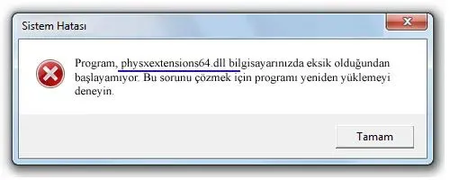 physxextensions64.dll hatası