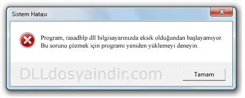 rasadhlp.dll Hata Görüntüsü