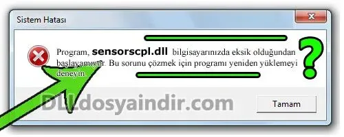 sensorscpl.dll hatası