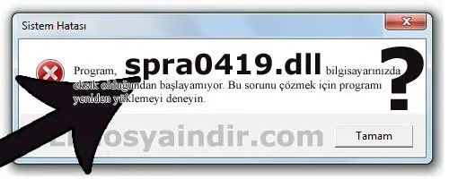 spra0419.dll hatası