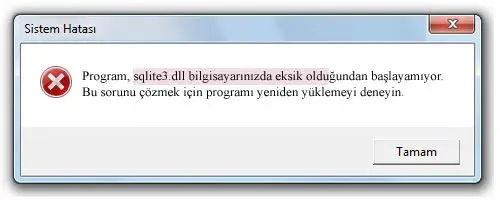 sqlite3.dll hatası